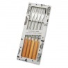 Coffret 6 Fourchettes à Fondue 3 Dents Manche Bois Naturel: