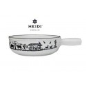 Caquelon à Fondue - Blanc - décor Alpes - Heidi-Cheese LIne